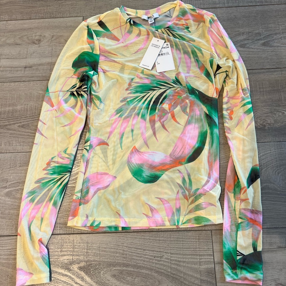 AFRM Multicolor Tropical Long Sleeve Swim Coverup
